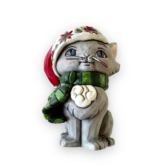 Jim Shore Carved Figurine Mini Christmas Kitten 2009 Enesco Collectible New Box - Picture 1 of 8